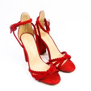 Chase & Chloe Peppa Red Rope Heeled Sandals